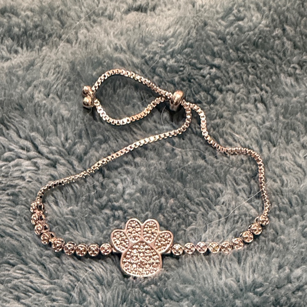 Silver Paw Print Bracelet